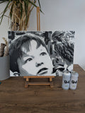 "Boy and Bird" original canvas painting 42x60cm